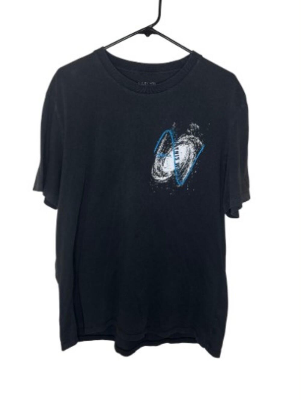 All Saints Black Short-Sleeve Tee with Blue Graphic